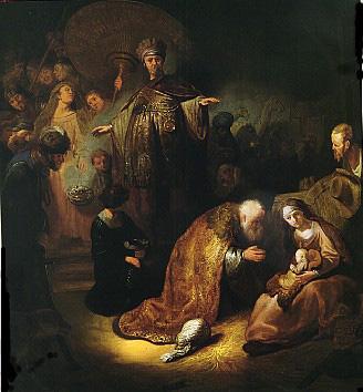REMBRANDT Harmenszoon van Rijn The Adoration of the Magi. oil painting picture